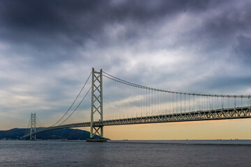 Fototapeta na wymiar Akashi-Kaikyo Bridge in Kobe city in Japan