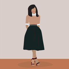 Young Stylish African woman in elegant line art style vector