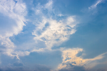 Naklejka na ściany i meble Beautiful bright blue sky and clouds background