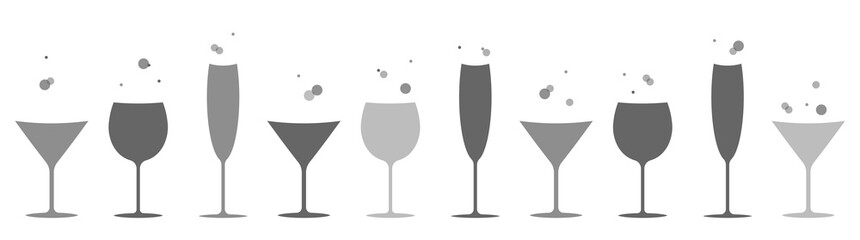 wine glass icon or silhouette. Alcohol symbol. Vector illustration.	
