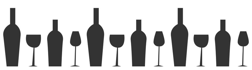 Wine bottle icon or silhouette. Alcohol symbol. Vector illustration.abstract background