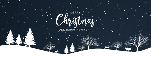 Christmas banner with landscape silhouette design