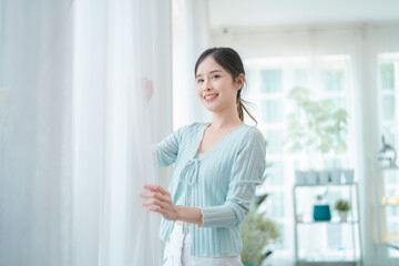 portrait of beautiful young asian woman, Closeup face of a pretty asian model looking at camera.