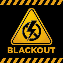 Power outage warning sign. Vector on black  background