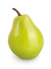 Green pear fruit isolated on white background with full depth of field
