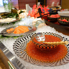 ホテルの朝食ビュッフェの北海道名物いくらタワー