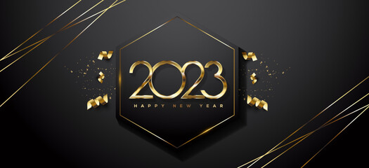 2023 Happy New Year, Gold