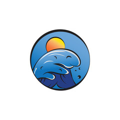 Circle ocean wave clipart vector illustration