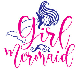 Girl Mermaid, Mermaid SVG Design, Mermaid Cut File, Mermaid SVG, Mermaid T-Shirt Design, Mermaid Design