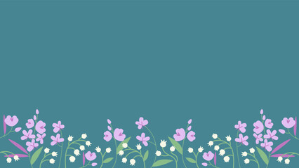 Banner with lily of the valley and fireweed. Beautiful design template in flat style.