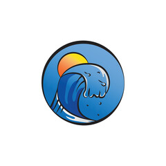 Circle ocean wave logo vector design