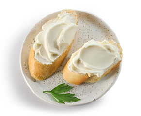 baguette slices with cream cheese
