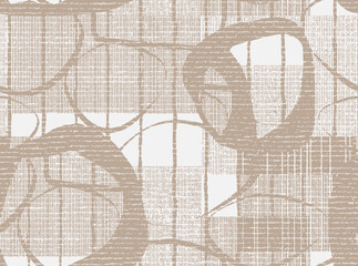 Obraz premium linen sand beige cream colors Geometric lines, stripes, sketch modern contemporary art watercolor pattern hand painted linen textured background. Lines print Vintage texture with ethnic and tribal 
