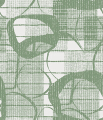 Obraz premium lime green colors Geometric lines, stripes, sketch modern contemporary art watercolor pattern hand painted linen textured background. Lines print Vintage texture with ethnic and tribal 