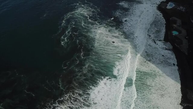 Drone shot of the ocean of Madeira