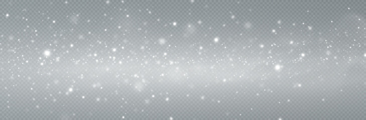 Realistic falling snow.Christmas background.Isolated on transparent background.