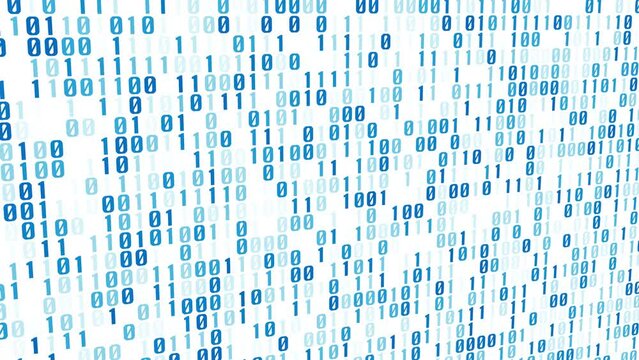 Digital technology motion backgrounds, binary code on white background