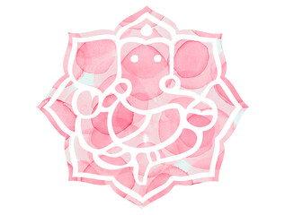 Watercolor decorative Om Aum Symbol lotus flower mandala