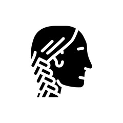 french braid hairstyle female glyph icon vector. french braid hairstyle female sign. isolated symbol illustration