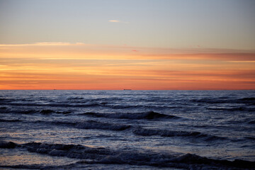Fototapeta na wymiar View on a sunset under the sea, seaside selective focus