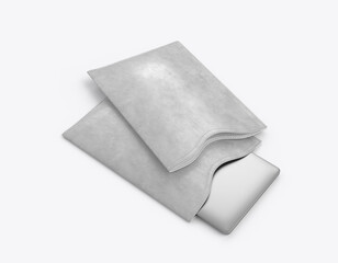 Laptop Leather Case Mockup. 3D render