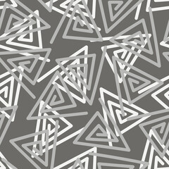 Monochrome abstract triangle seamless pattern vector. Random lines geometric backdrop illustration. Wallpaper, graphic background, fabric, textile, print, wrapping paper or package design.