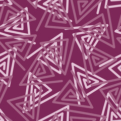 Purple abstract triangle seamless pattern vector. Random lines geometric backdrop illustration. Wallpaper, graphic background, fabric, textile, print, wrapping paper or package design.
