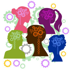 The human brain, a gear. Vector icon, icon, banner, design.
