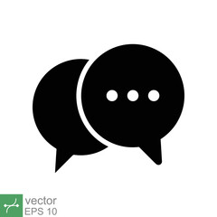 Chat icon. Simple solid style. Speech bubble, conversation, dialog, forum, discussion, message, help, chatting concept. Glyph vector illustration isolated on white background. EPS 10.