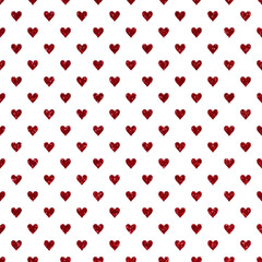 Red glitter sparkles heart pattern with white background.