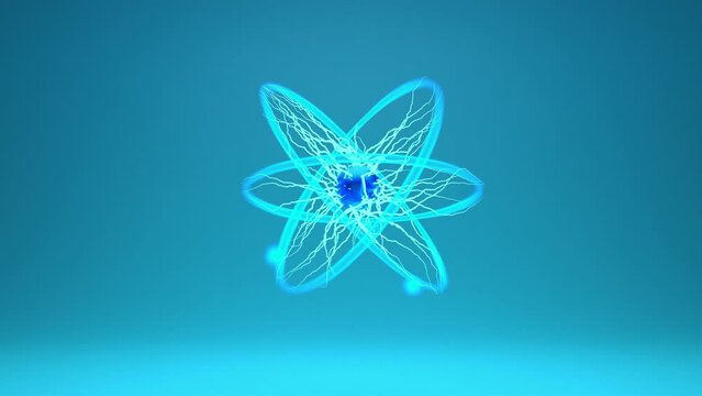 atomic energy sign, concept video of nuclear reaction. atoms, neutrons, protons smallest subatomic particles and power elements. 4k video footage