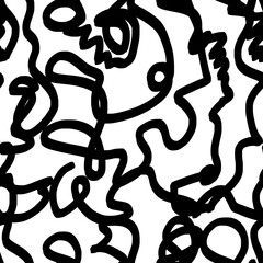 Seamless hand draw geometric pattern, brush effects, modern pattern.