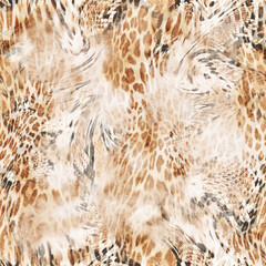 Seamless abstract mixed animal print, leopard, zebra and snake texture.