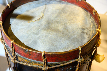 Antique military drum in Fort York (War of 1812) in Toronto, Canada