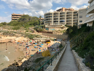 Salou, Spain, June 2019 - A river running through a city