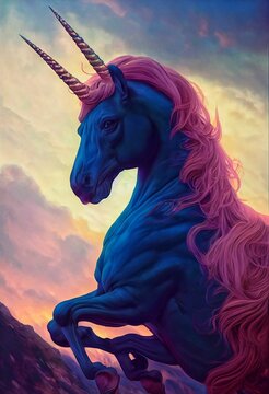 Fototapeta Hyper-realistic unicorn ready to fight