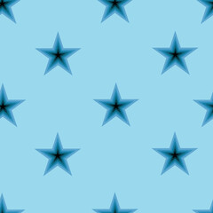 Seamless stars vector illustration. Pattern with 3d blue star. Creative design for wallpaper and print bed linen.