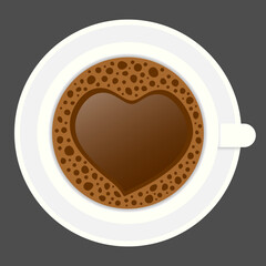 Cup of coffe with heart. Vector illustration, isolated.