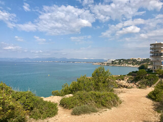 Salou, Spain, June 2019 - A bridge over a body of water