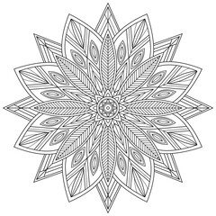 Mandala.Coloring book antistress for children and adults. Illustration isolated on white background.Zen-tangle style. 