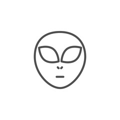 Extraterrestrial alien face or head symbol line art icon for apps and websites