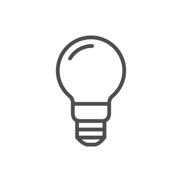 Light Bulb line icon vector, isolated on white background. Idea sign, solution, thinking concept. Lighting Electric lamp. Electricity, shine. Trendy Flat style for graphic design, Web site, UI. EPS