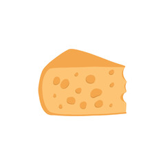 A piece of cheese with holes.Cheese of various shapes. Dairy products.