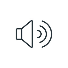 Audio speaker volume on line art icon for apps and websites, Speaker icon. Volume max.