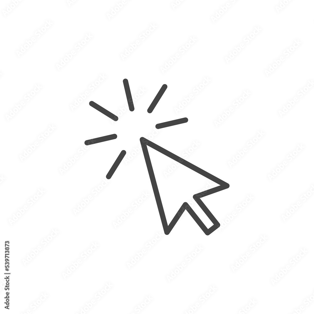 Poster mouse pointer arrow clicked or cursor click line art icon for apps and websites
