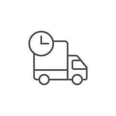 Delivery truck and clock icon, Cargo truck and clock vector icon. Delivery van,time symbol. Flat vector sign isolated on white background. Simple vector illustration for graphic and web design.