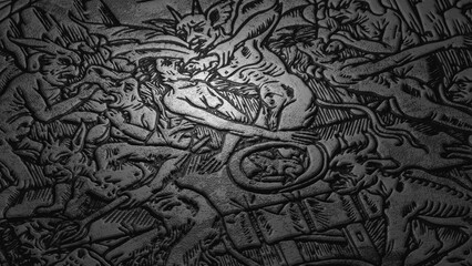 Old engraving representing the demon 03 - 3d Illustration