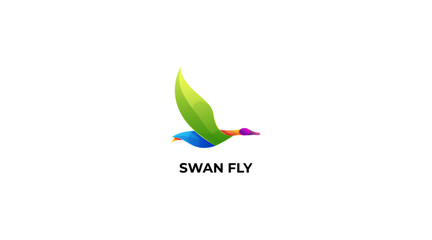 Obraz premium Swan fly logo design vector icon symbol illustration 