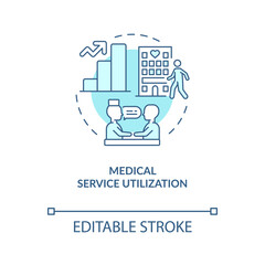 Health service utilization turquoise concept icon. Access to medicine abstract idea thin line illustration. Isolated outline drawing. Editable stroke. Arial, Myriad Pro-Bold fonts used
