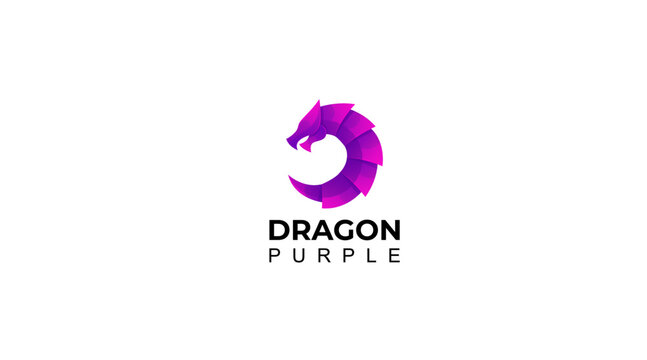 
The Dragon logo forms a circular pattern with colors of purple logo design and vector
